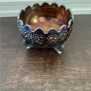 Vintage Fenton Amethyst Carnival Glass Orange Tree Footed Rose Bowl Beautiful